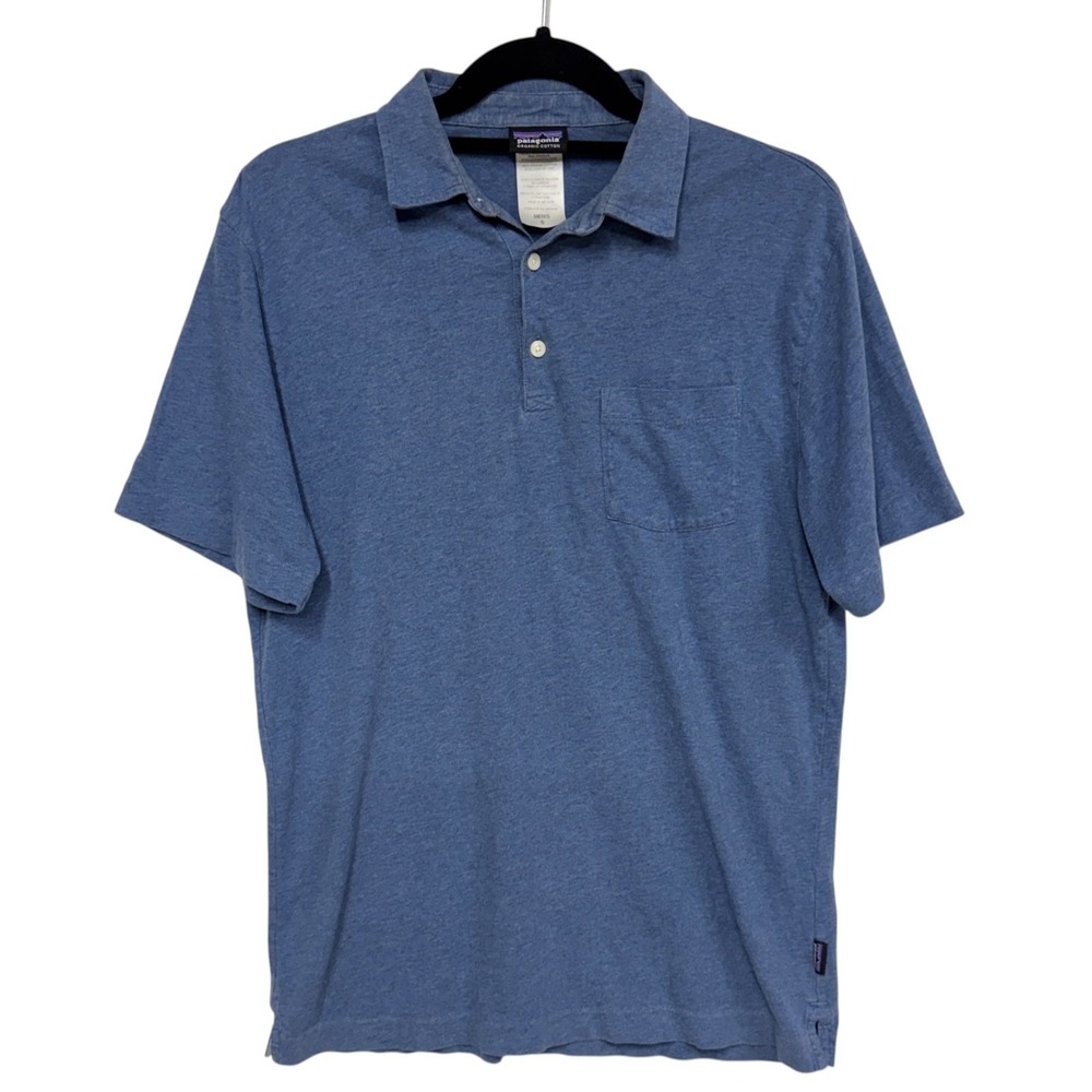 Patagonia Men's Blue Polo Shirt, Size‎ Small, Organic Cotton Short Sleeve Pocket